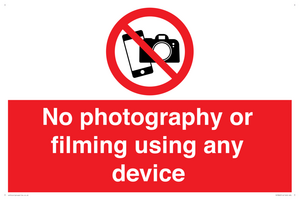 No photography or filming using any device